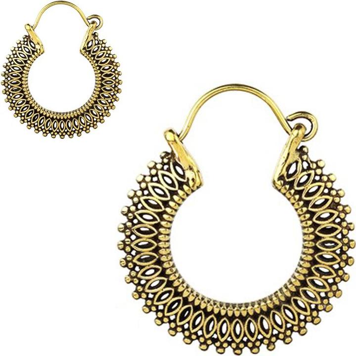 Star Piercing Ohrring vergoldet drei Muster Creole (Messing)