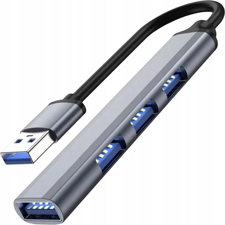 Actual product image JTI 4-port USB hub - aluminium (USB-A, 4 Ports)