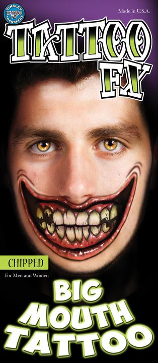 Actual product image Chaks Adhesive tattoo horror big mouth