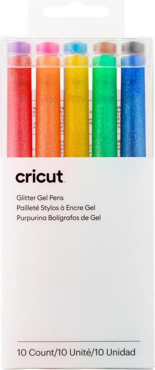 Immagine prodotto Cricut Penne gel glitterate confezione da 10 pezzi Arcobaleno + Rosa Marrone Nero (P)