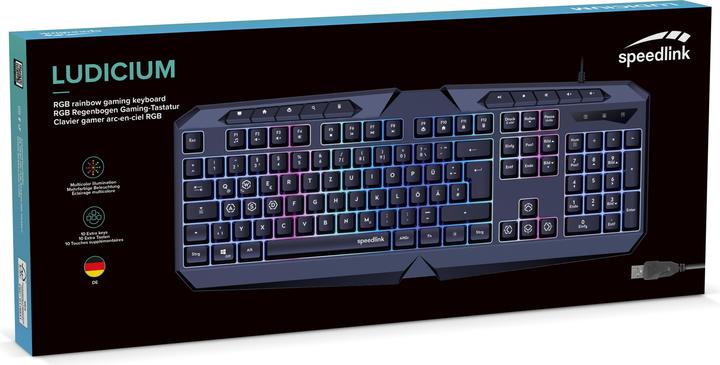 Image du produit Speedlink Clavier de jeu LUDICIUM RGB Rainbow, noir (DE, Filaire)