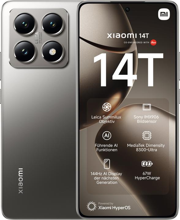 Actual product image Xiaomi 14T (256 GB, Titan Gray, 6.67", Dual SIM, 50 Mpx, 5G)