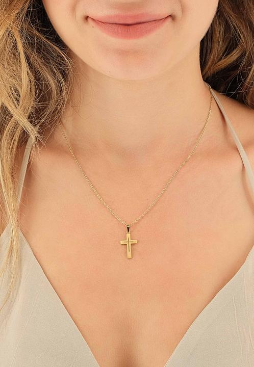 Actual product image Muau Pendant cross yellow gold 750, 25x12mm (750/18K yellow gold)