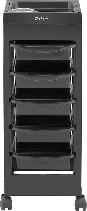 Produktbild Physa Rollbarer Friseurtrolley Friseurwagen Kosmetikwagen 5 Schubladen 10 kg schwarz