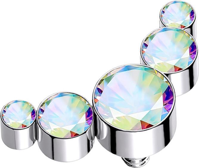 Produktbild Star Piercing Dermal Anchor silber fünf Kristalle multicolor (Chirurgenstahl 316L, ohne Messing)
