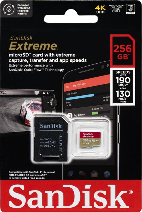 Image du produit SanDisk Extreme UHS-I V30 (256 Go, microSDXC, U3, UHS-I)