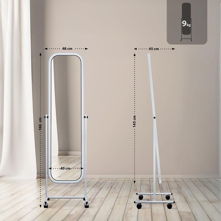 Image du produit CLP miroir sur pied Medusa angulaire, blanc (48 x 166 cm)