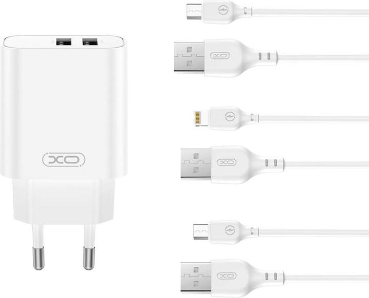 Actual product image xO wall charger CE34 2x USB 2,4A white + USB-C cable (12 W)