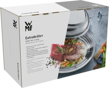 Produktbild WMF Bräter 41x28,5x18cm Deckel Schmortopf 8,5l Thermometer Edelstahl Induktion (25.80 cm, Bräter + Schmortopf, Edelstahl)