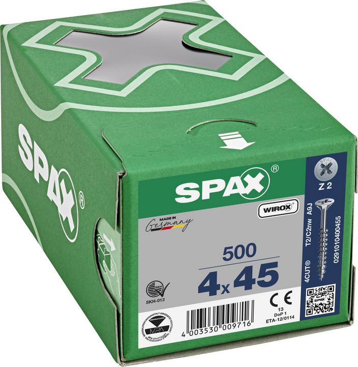 Productafbeelding Spax Spaanplaatschroeven SK PZ2 4,0x45 mm (500 Schroeven per stuk)