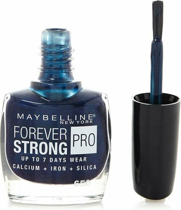Actual product image Maybelline New York Maybelline Forever Strong Pro Nail Polish 650 Night Blue 10ml (650 Night Blue, Colour paint)
