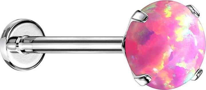 Produktbild Star Piercing Micro Threadless Labret silber Opal pink gefasst (Chirurgenstahl 316L, ohne Messing)
