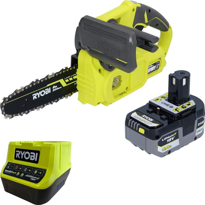 Ryobi RY18CS20A 18 V ONE+ Akku Kettensäge 20 cm Compact + 1x Akku 5,0 Ah + Ladegerät (Akku Kettensäge)