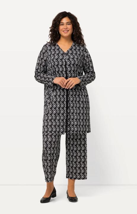Produktbild Ulla Popken Jerseyjacke, Ringmuster, A-Linie, V-Ausschnitt (50, 52)