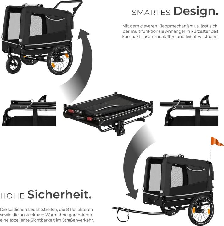 Produktbild tectake Hundeanhänger WoofRider multifunktional, faltbar, bis 40kg