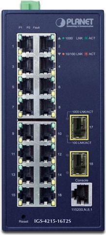Produktbild Planet IGS-4215-16T2S Netzwerk-Switch Unmanaged L2 Gigabit Ethernet (10/100/1000) Blau (18 Ports)