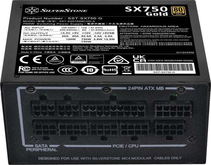 Actual product image Silverstone SST-SX750-G 80 PLUS Gold, modular - 750 Watt (750 W)