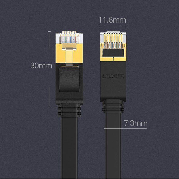 Image du produit Ugreen NW106 Ethernet RJ45 Plochý síťový kabel, Cat.7, STP, 3m (černý) (STP, CAT7, 3 m)