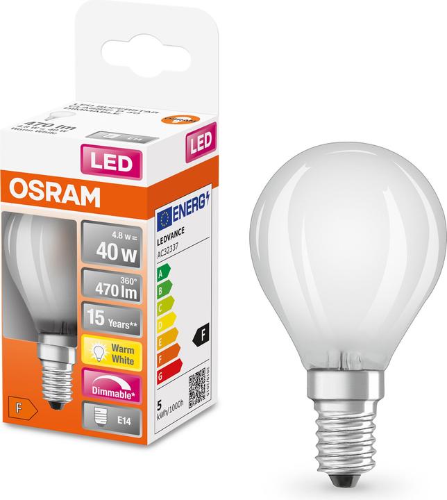 Produktbild Osram Led Retrofit Classic P (E14, 4.80 W, 470 lm, 6 x, F)