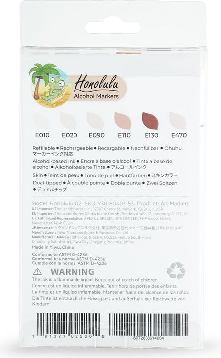 Image du produit Ohuhu Marqueurs d'art Honolulu (Couleurs de peau, 6 x)