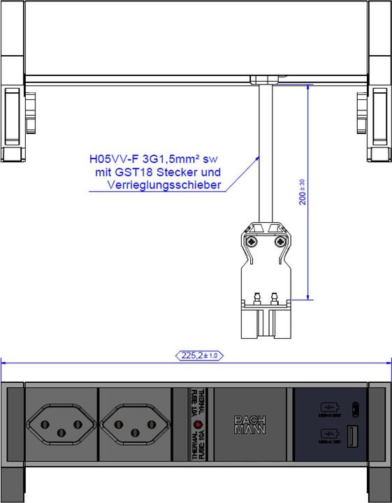 Actual product image Bachmann Desk 2 (2 x, Type 13, USB-A, USB-C, 0.20 m)