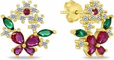 Brilio Silver - Original silver earrings with colored zircons EA1063WR