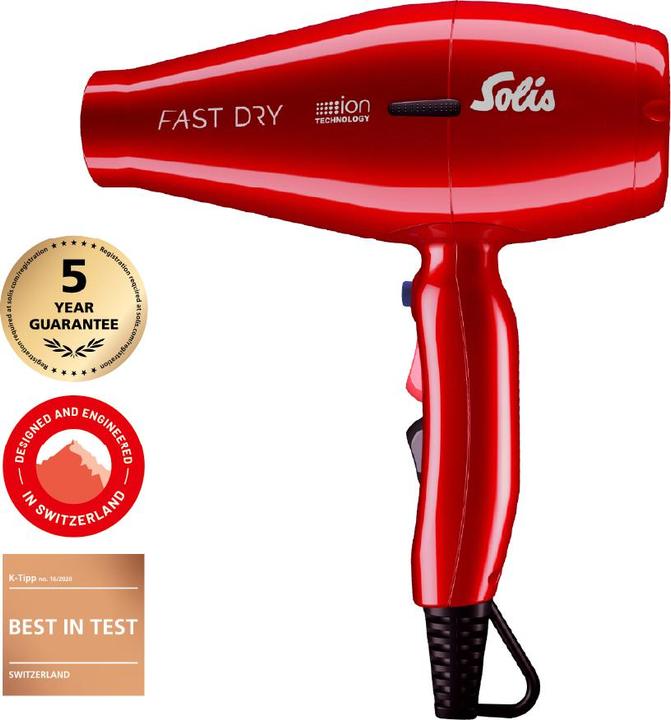 Image du produit Solis Fast Dry 360º ionic rouge Sèche-cheveux professionnel avec cordon rotatif à 360° (381)