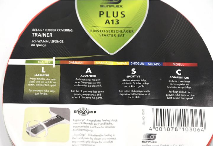 Produktbild Sunflex TischtennisSchläger Plus A