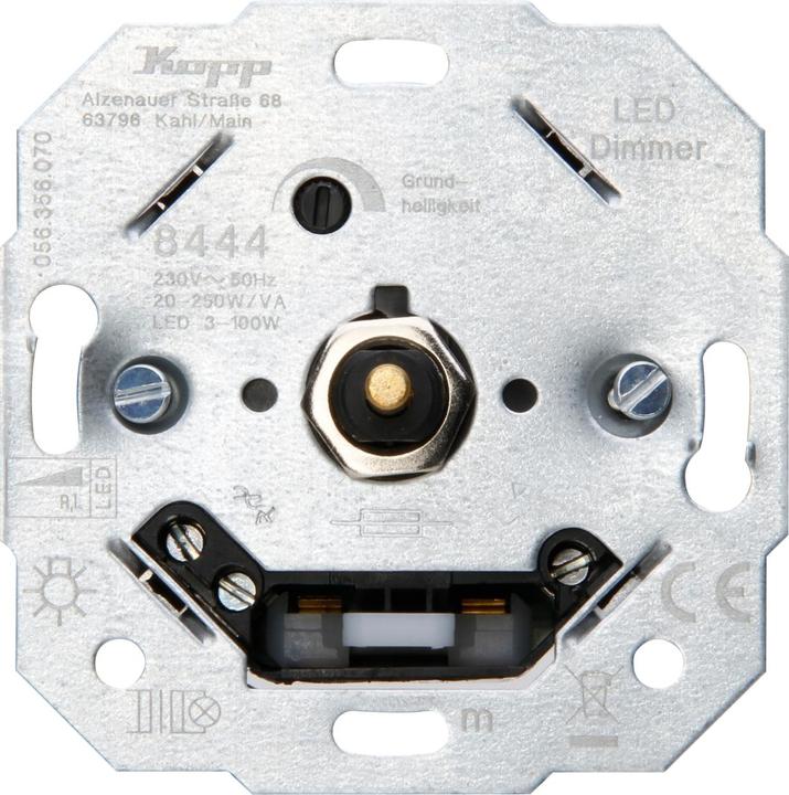 Produktbild Kopp Druck-Wechselschalter / LED-Dimmer für Glüh- und 230 V Halogenlampen.