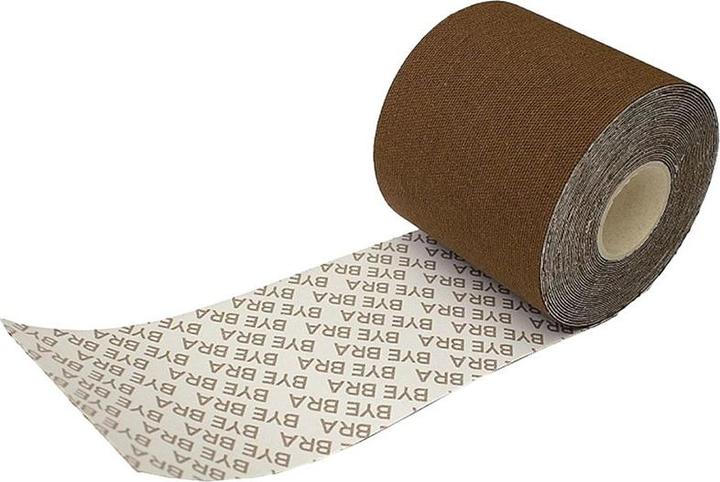 Image du produit Bye Bra Ruban De Corps 5m X 6,5 cm + 3 Paires De Cache-Tétons En Satin Marron Foncé (Une unité par pack, Taille unique)