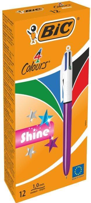 Actual product image Bic Pen Shine Silver White (12 pieces) (Lilac, 12 x)