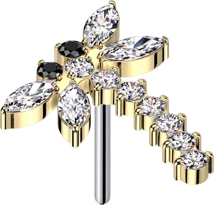 Immagine prodotto Star Piercing Threadless libellula cristalli placcati oro argento (senza ottone, Titanio G23)