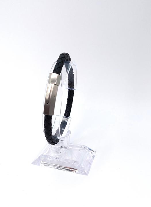 Thomss Lederarmband No.19 Unisex Leder Schwarz & Edelstahlverschluss Umfang 21.5cm (21.50 cm, Edelstahl, 100% Leder)