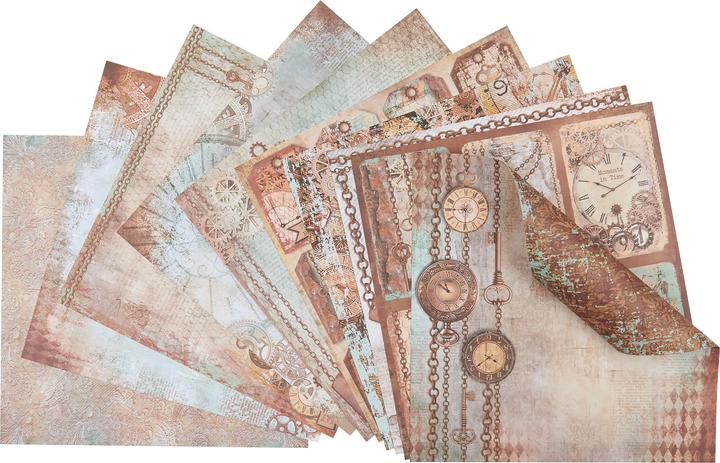 Produktbild Stamperia Scrapbook-Block "Clockwise", 10 Bogen, 30,5 x 30,5 cm (170 g/m², 10 x)