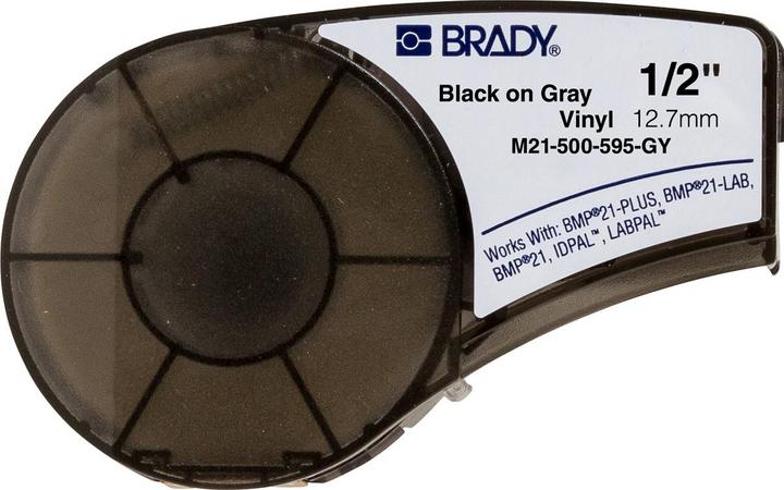 Actual product image Brady M211 and M210, vinyl labels for indoor and outdoor use