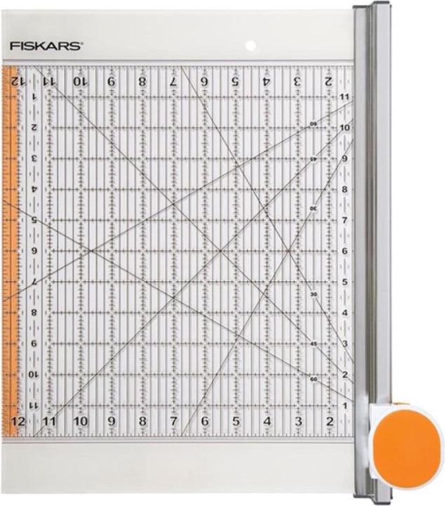 Produktbild Fiskars Rollmesser Ø 45 mm mit Lineal, 12” x 12”, Orange/Weiss, 1016264 (8 Blätter, 300 x 300 mm)