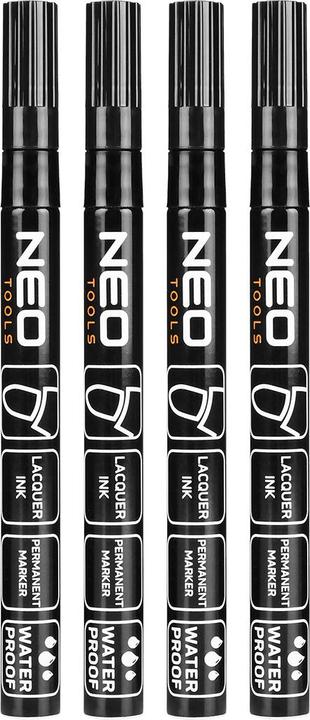 Image du produit Neo Marqueur de chantier, noir, permanent, résistant à l'eau, laqué, aluminium, 4 pièces (Noir, 3 mm, 1 x)