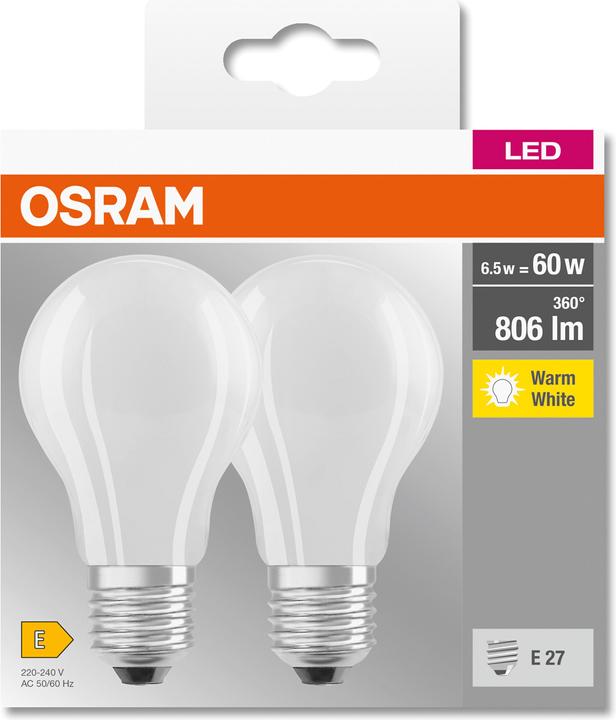 Image du produit Osram LED Base Classic (E27, 6.50 W, 806 lm, 2 x, E)