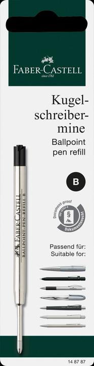 Actual product image Faber-Castell Castell 148787 - Ballpoint pen refill, refill B, black (Refill, Black, 0.50 mm)