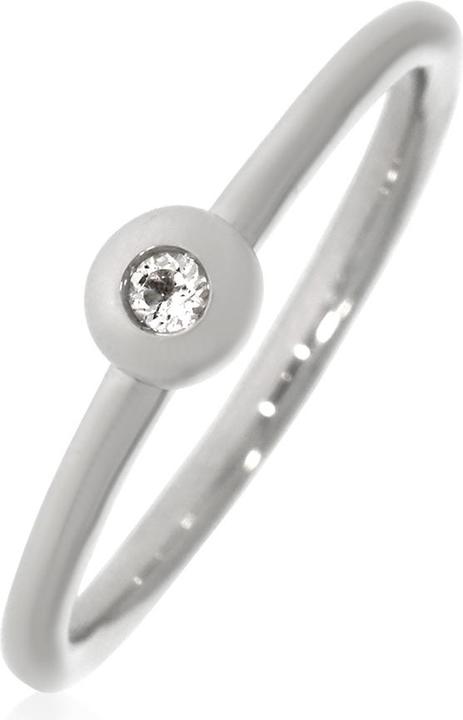 Xen Ring mit 2 mm Weisstopas ca. 0,04 ct. rhodiniert (52, 925 Silber)