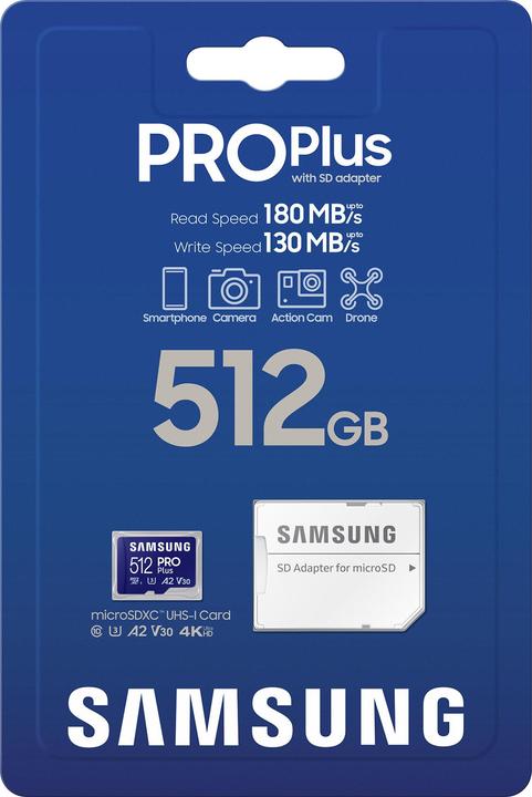 Image du produit Samsung PRO Plus (512 Go, microSDXC, U3, UHS-I)