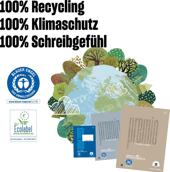Produktbild Staufen Schulblock Premio, Leimung, 4-fach, 90 g/qm, A4, 21 Doppellinien, LIN3, 50Bl (A4, Liniert)