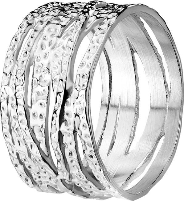 Star Piercing Ring silber Kreuz und Quer Hammerschlag (Chirurgenstahl 316L, ohne Messing)