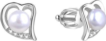 Beneto Silver heart earrings with real pearl AGUP1412P (L)