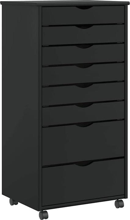 Produktbild VidaXL Rollschrank mit Schubladen MOSS Schwarz Massivholz Kiefer