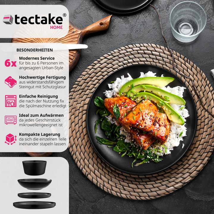 Actual product image tectake Geschirrset Una, aus Steingut, für 6 Personen (24 Piece)