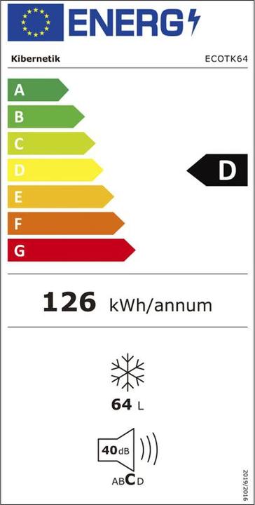 Label énergétique Kibernetik Congélateur FSP ECO 64 litres (Autonome, 64 l)