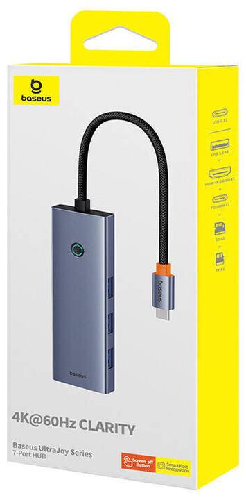 Actual product image Baseus Hub 7in1 UltraJoy, USB-C - HDMI, VGA, 4xUSB 3.0, PD (grey) (USB-C, 5 Ports)