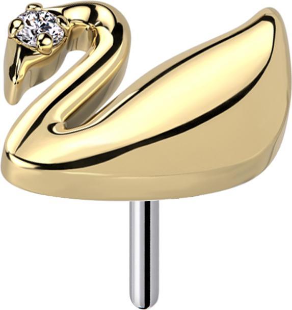 Star Piercing Threadless Schwan vergoldet Kristall silber (ohne Messing, Titan G23)
