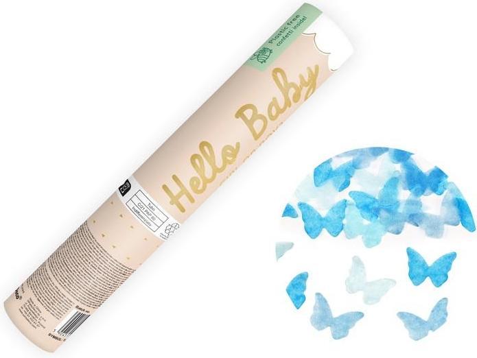 Immagine prodotto Partydeco Cannone di coriandoli Gender Reveal con farfalle blu (ragazzo)
